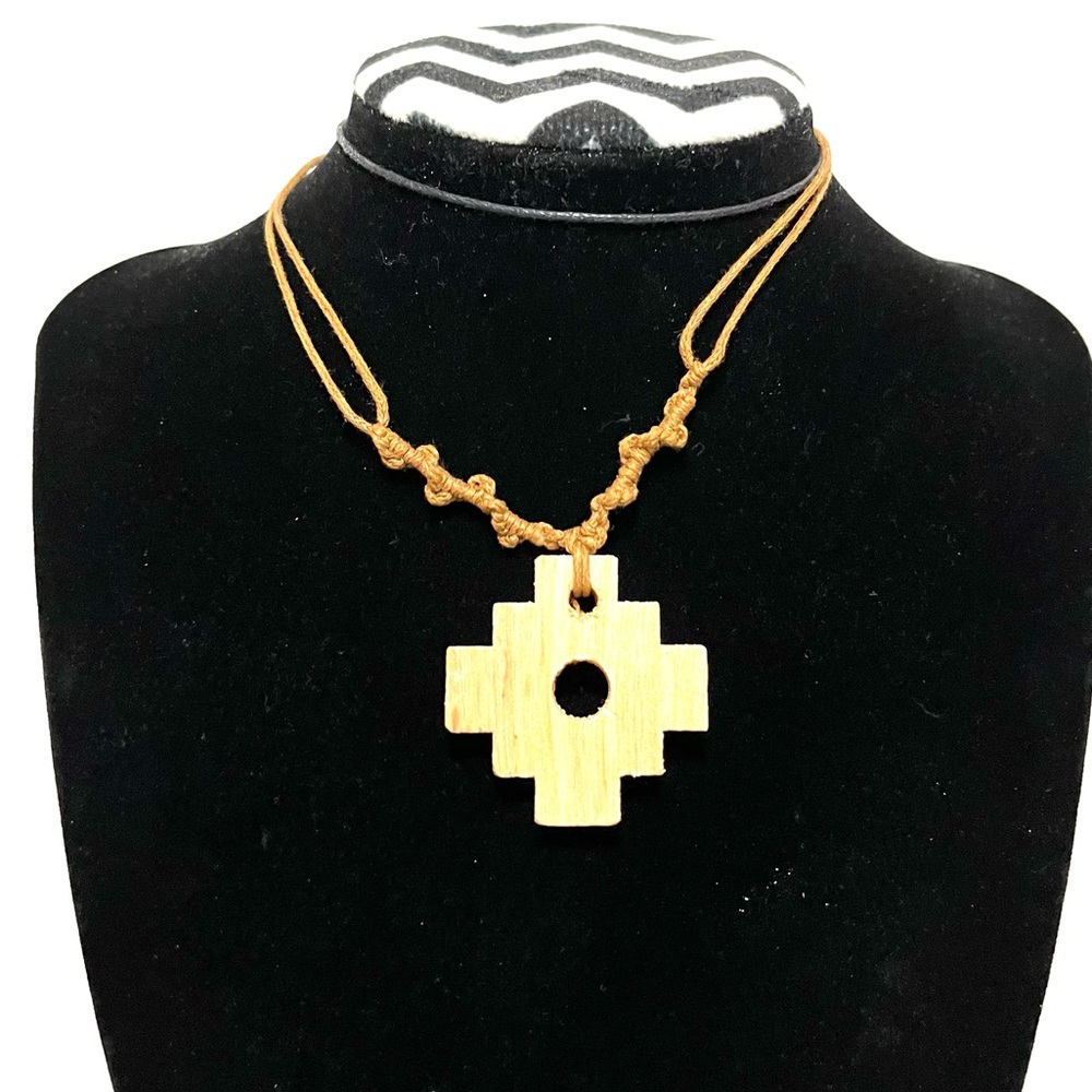 Palo Santo Chakana Andean Cross Necklace